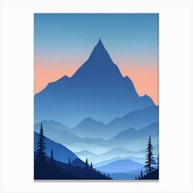 Misty Mountains Vertical Composition In Blue Tone 153 Canvas Print