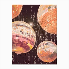 Disco Ball Mirror Ball Pink Painting Canvas Print