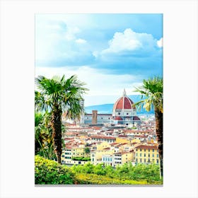 Italy, Tuscany, Florence, Old Town, Santa Maria Del Fiore And Badia Fiorentina Canvas Print