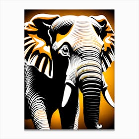 Elephant Gold and grey Art, 1343 Canvas Print