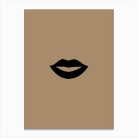 Black Lips On A Brown Background print Canvas Print