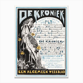 Advertising Card For De Kroniek (1895), Theo Van Hoytema Canvas Print
