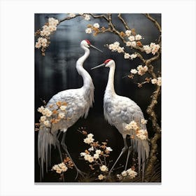 Crane Tsuru Japanese Style Illustration 4 Canvas Print