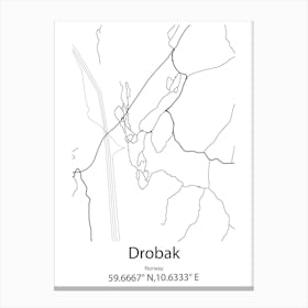 Drobak,Norway Minimalist Map Canvas Print