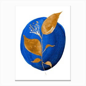 Blue And Gold Leaf Canvas Print