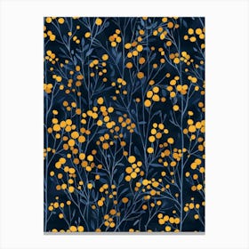 Yellow Flowers On A Blue Background Canvas Print