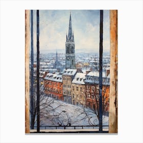 Winter Cityscape Frankfurt Germany 3 Canvas Print