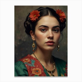 Mexican Girl With Flowers 1 Canvas Print