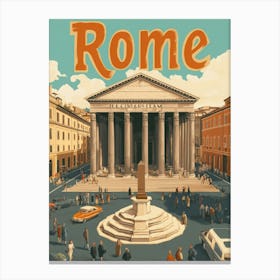 Aihrgdesign A Retro Travel Poster For Rome 1 Canvas Print