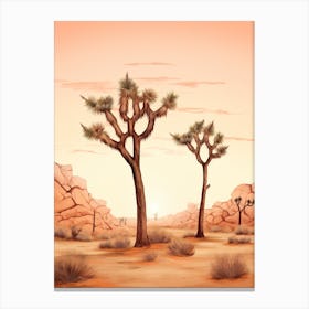  Minimalist Joshua Trees At Dusk In Desert Line Art 2 Canvas Print