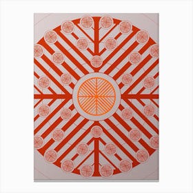 Geometric Abstract Glyph Circle Array in Tomato Red n.0099 Canvas Print