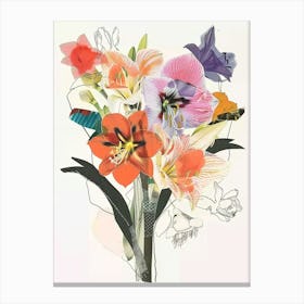 Amaryllis 2 Collage Flower Bouquet Canvas Print