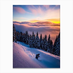 Mayrhofen, Austria 1 Sunrise Skiing Poster Canvas Print