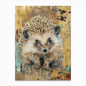 Baby Hedgehog Gold Effect Collage 1 Canvas Print