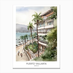 Puerto Vallarta 3 Watercolour Travel Poster Canvas Print