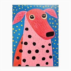 Pink Polka Dot Dog 4 Canvas Print