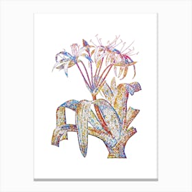 Stained Glass Crinum Erubescens Mosaic Botanical Illustration on White n.0104 Canvas Print