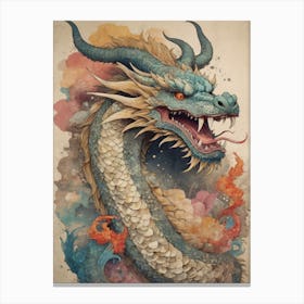 Japanese Dragon Vintage Painting (16) Canvas Print