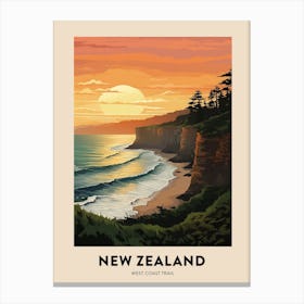 West Coast Trail New Zealand 3 Vintage Hiking Travel Poster Canvas Print