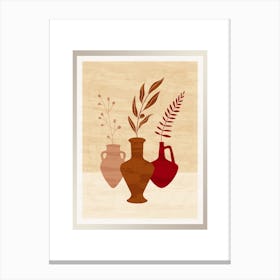 Minimalistic Art with Vase and Leaf Branch 6 Canvas Print