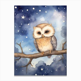 Baby Owl 2 Sleeping In The Clouds Canvas Print