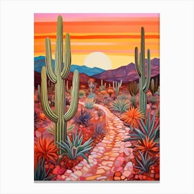 Cactus In The Desert Painting Zebra Cactus 1 Canvas Print