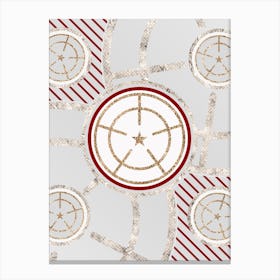 Geometric Abstract Glyph in Festive Gold Silver and Red n.0047 Canvas Print