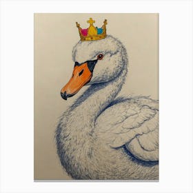 Swan With Crown 1 Canvas Print