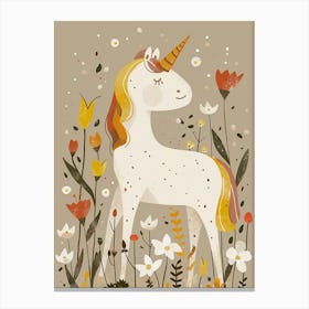 Unicorn In The Meadow Mocha Pastel 2 Canvas Print