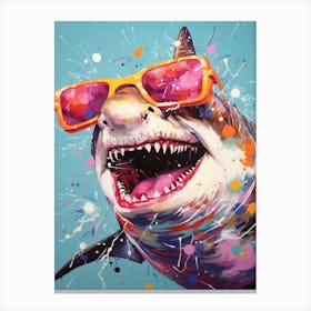  A Shark In Sunglasses Vibrant Paint Splash 1 Canvas Print