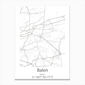 Balen,Belgium Minimalist Map Canvas Print