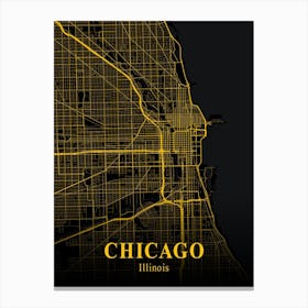 Chicago Gold City Map 1 Canvas Print