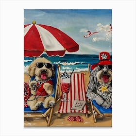 Dogs On The Beach 3 Canvas Print