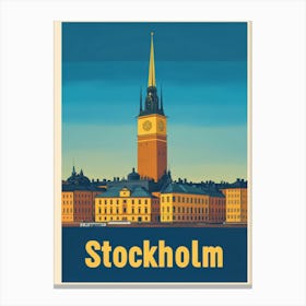 Aihrgdesign A Retro Travel Poster For Stockholm Featuring The 71a2f69c F791 42af 820e 0ab9b0d8fcf6 3 Canvas Print