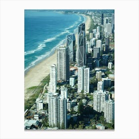 Gold Coast Aerial Drone Image Of City And Beach. Overlooking The Beach And City, Popular Queensland Hotels Canvas Print