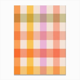 Retro Spring Pastel Gingham - peach, sage, yellow, lilac Canvas Print