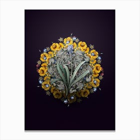 Vintage Spanish Bluebell Flower Wreath on Royal Purple n.0441 Canvas Print