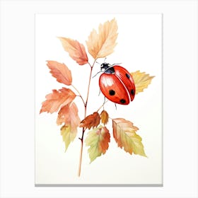 Ladybug Watercolour In Autumn Colours 2 Canvas Print