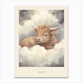 Sleeping Baby Bison 2 Nursery Poster Canvas Print
