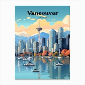 Vancouver Canada Cityscape Travel Art Illustration Canvas Print