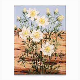 Love In A Mist Nigella 4 Flower Painting Canvas Print