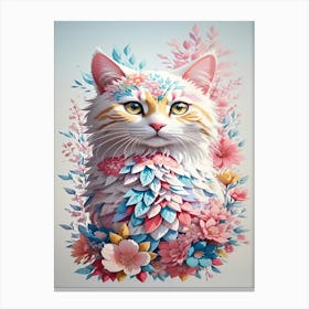 Cat With Flowers 2 Canvas Print