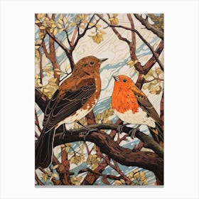 Art Nouveau Birds Poster Hermit Thrush 3 Canvas Print
