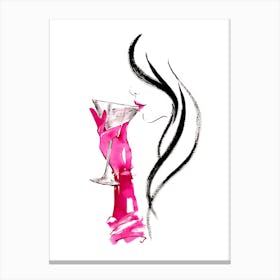 Lady Drinking Profile V2 Canvas Print