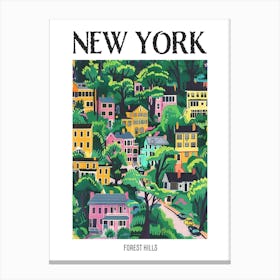 Forest Hills New York Colourful Silkscreen Illustration 1 Poster Canvas Print