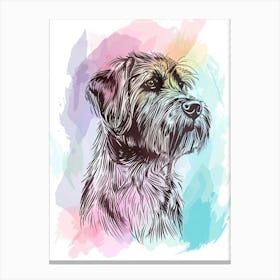 Wirehaired Pointing Griffon Dog Pastel Line Watercolour Illustration  2 Canvas Print
