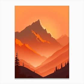 Misty Mountains Vertical Composition In Orange Tone 62 Canvas Print