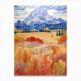 Autumn National Park Painting Grand Teton National Park Wyoming Usa 4 Canvas Print