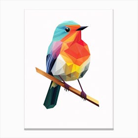 Colourful Geometric Bird Robin 1 Canvas Print