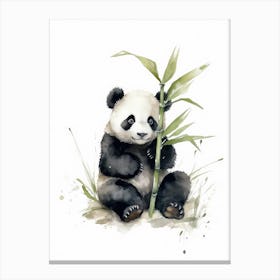 Baby Panda Watercolor Canvas Print